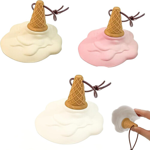 (3pcs, -) Deurstopper - IJscreme Vorm, Zuignap, Roze