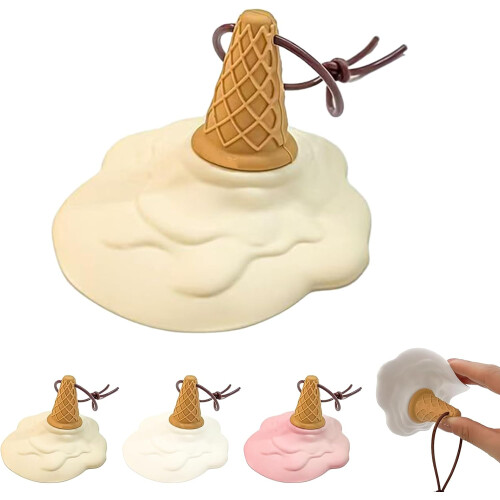 (Khaki, -) Deurstopper - IJscreme Vorm, Zuignap, Roze