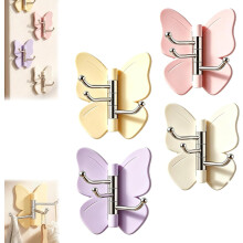 (4 Pack, -) 4 Pack Rotating Butterfly Adhesive Wall Hooks, 270 Swivel