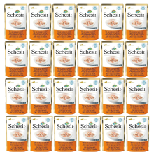 SCHESIR Pâtée pour chat Thon, Poulet et Crevettes, 24 portions de 50 g