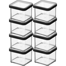 Plastbeholdere til mad, godbidder, foder, firkantede 8x500ml LOFT sort Rotho