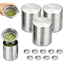 (3Pcs, -) Sada sítka na matcha prášek a úložných plechovek, nerezová ocel 300ml