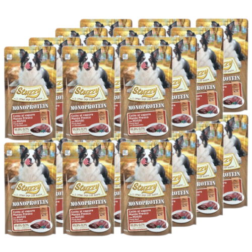 Vådfoder til hunde STUZZY G-F Monoprotein Oksekød med Blåbær 24x150g