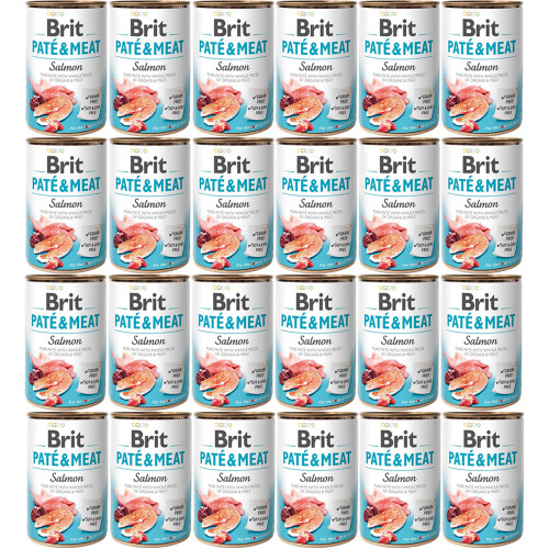 BRIT Paté & Meat Salmon - vådfoder til hunde - 24x400g