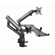 Suporte ajustável para monitores - Gembird - Para 2 monitores - Giratório - Preto - Inclinação de -90 a 90 - Carga máxima 8 kg