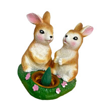 Porte-encens en résine, figurine de lapins de pâques, pour-2