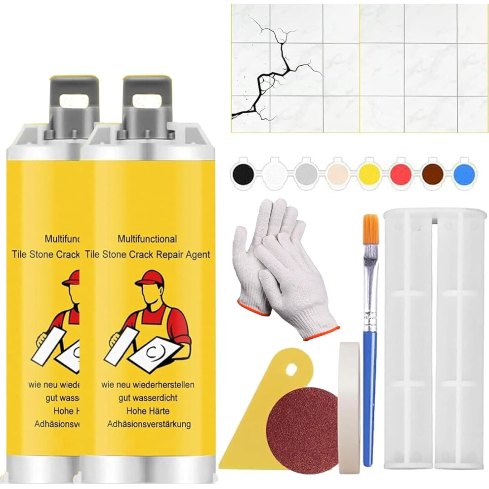 (2Set, -) Quick-Drying Tile Repair Glue, Porcelain Crack Kit 2Set 5437706554127