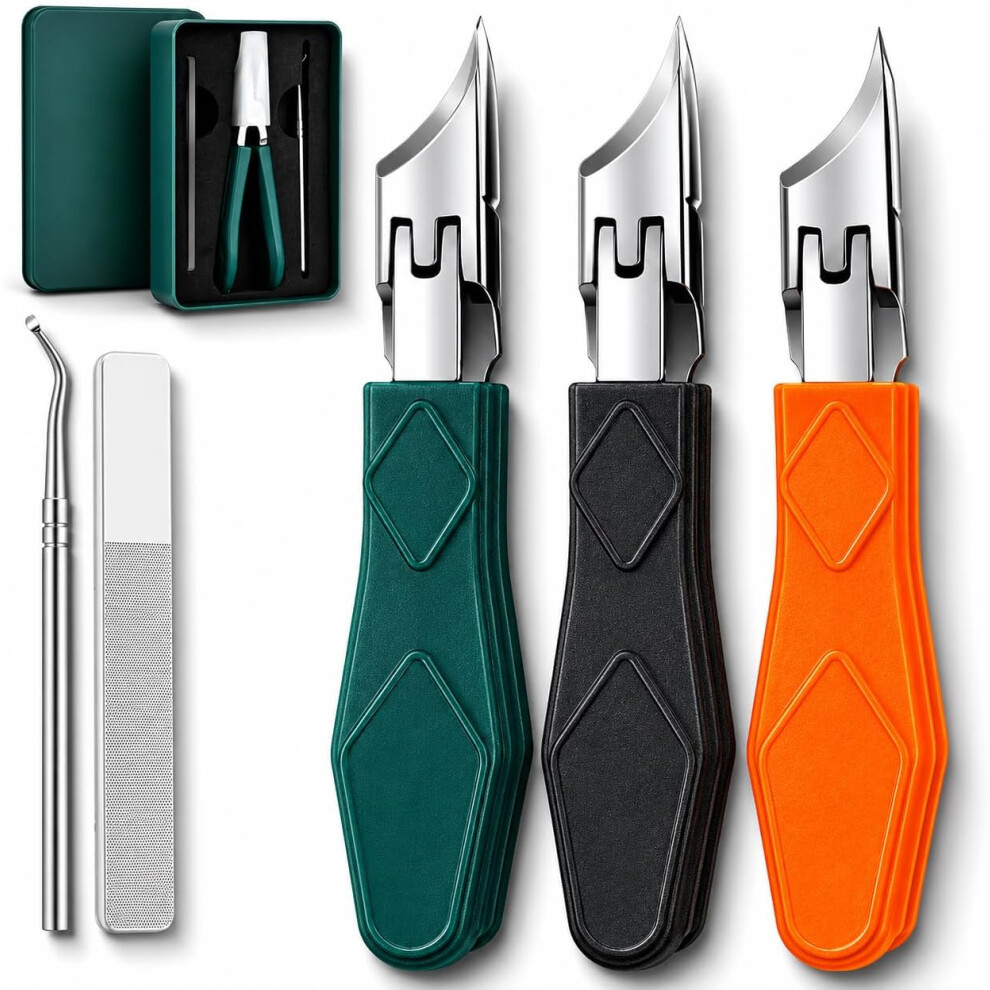 Oimg (A+B+C, -) 3-Piece Eagle Beak Nail Clippers, Wide Jaw Ingrown Toenail