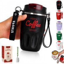 (Black, -) Kaffee Vakuumflasche, Edelstahl, Thermos, 316, Auslaufsicher, Schwarz, Isolierflasche, Reise, Büro