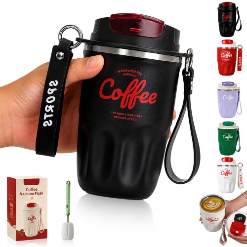 (Black, -) Thermos café, noir, acier, étanche