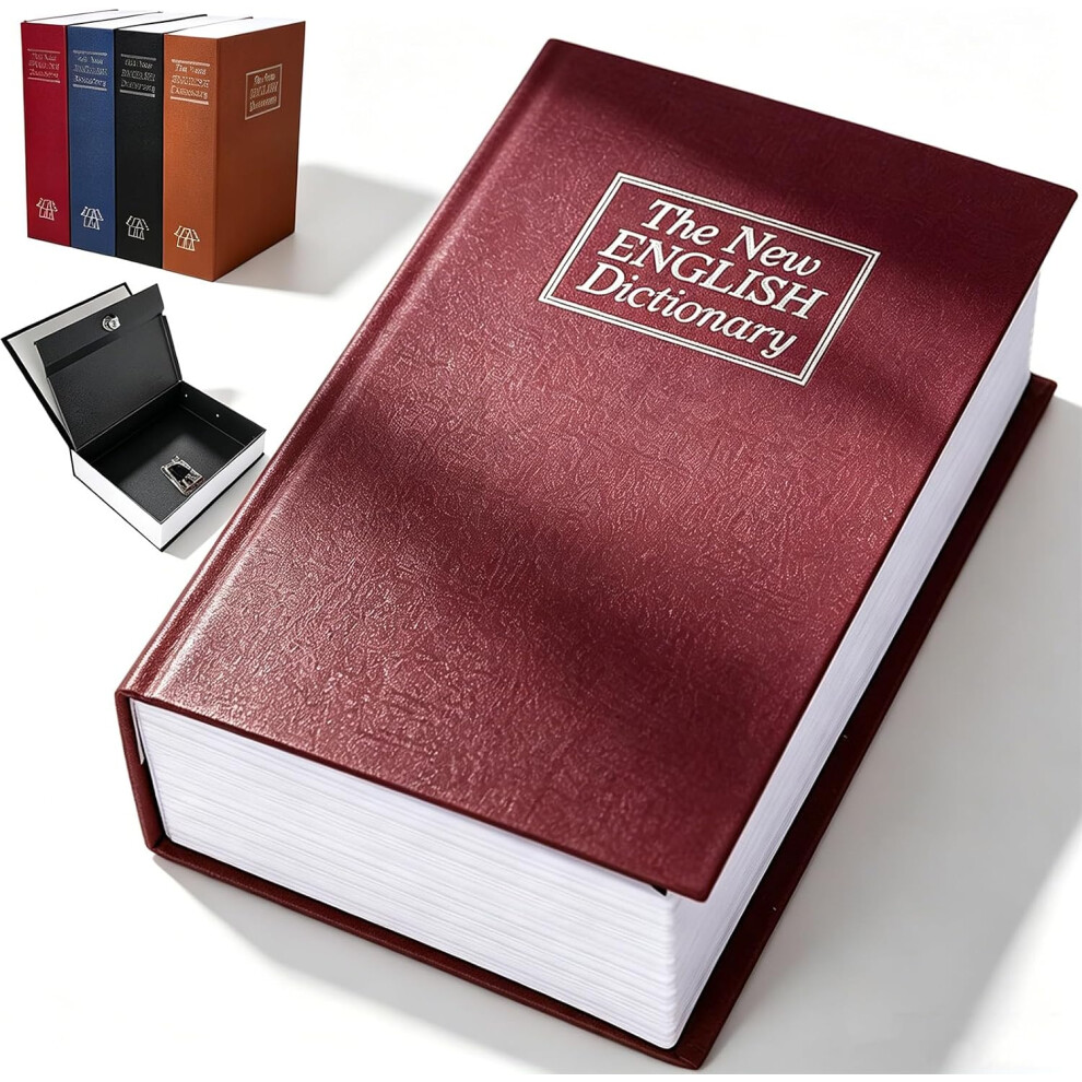 (Red, Xl) Book Shaped Security Lock Box, Hidden Safe With Combination 5437706558620