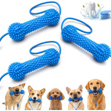 (3pcs-Blue, -) Dual-Action Canine Dental Prop, Dog Mouth Opener for Brushing
