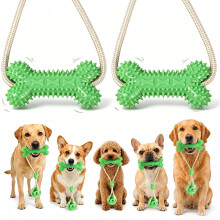 (2pcs-Green, -) Dual-Action Canine Dental Prop, Dog Mouth Opener for Brushing