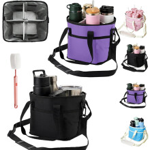 (black&purple, -) Suport izotermic pentru băuturi cu 4 compartimente, suport de călătorie pentru cafea