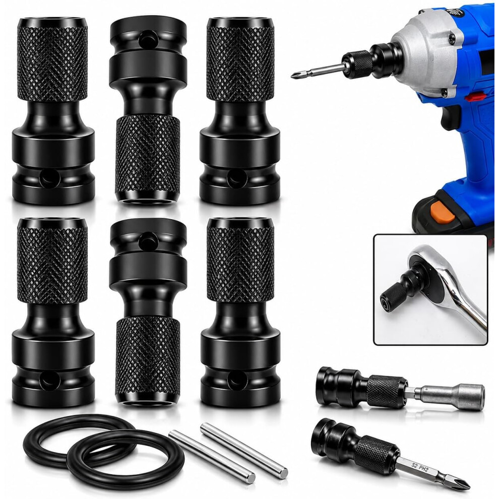 (6Pcs, -) 4Pcs 1/4 Hex Shank Socket Adapter, Quick Release Wrench Adapters 5437706559191