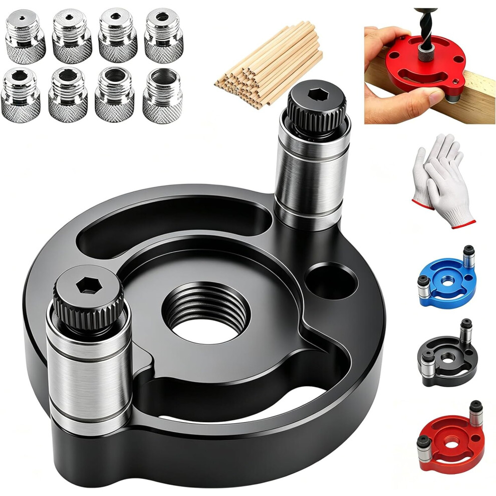 (Black, -) Self Centering Dowel Jig With 8 Drill Bushings, Woodworking 5437706561538