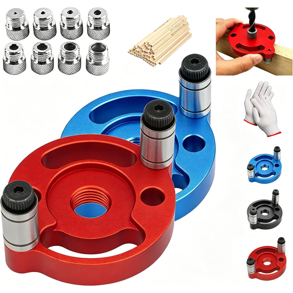 (Red&Blue, -) Self Centering Dowel Jig With 8 Drill Bushings, Woodworking 5437706561521