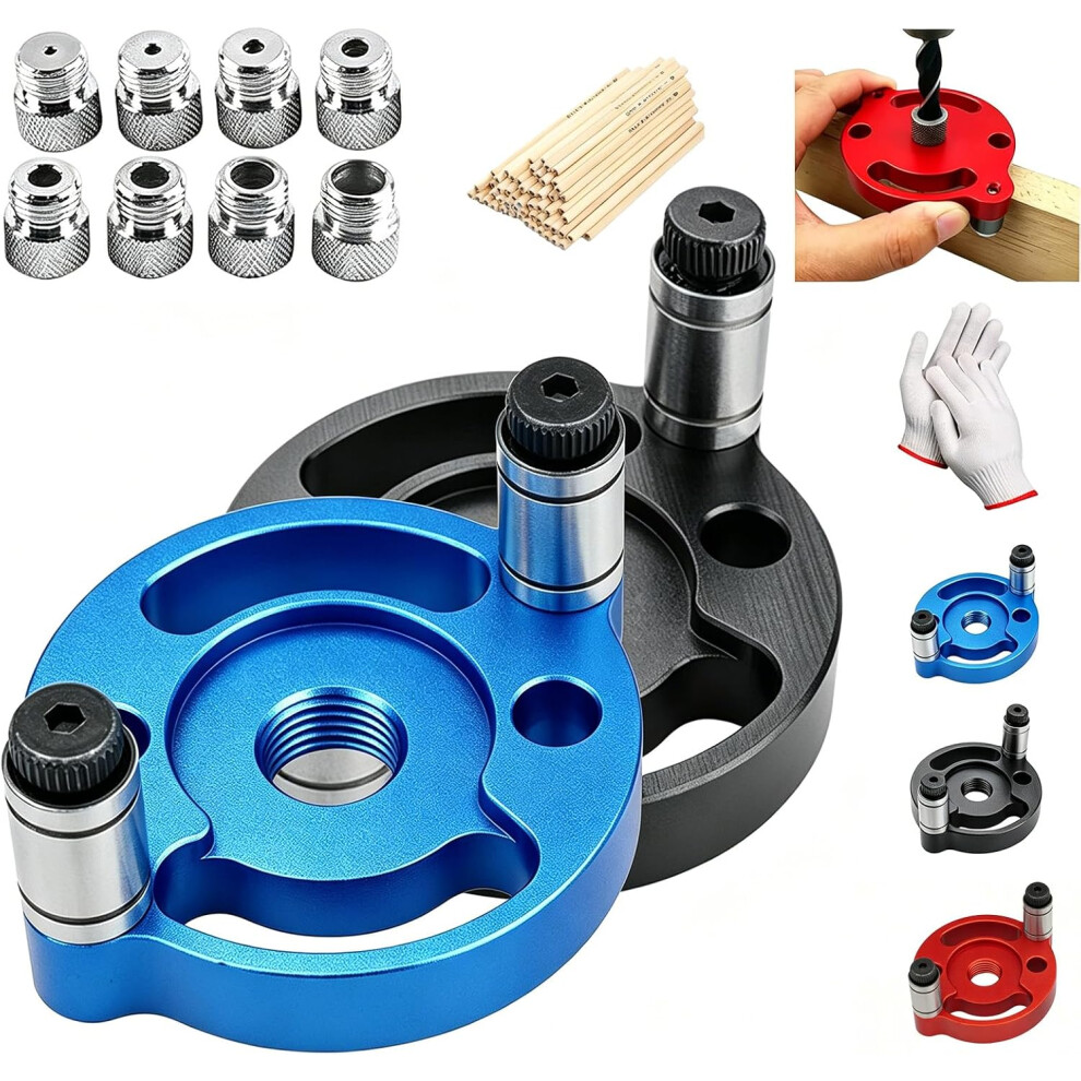 (Black&Blue, -) Self Centering Dowel Jig With 8 Drill Bushings, Woodworking 5437706561507