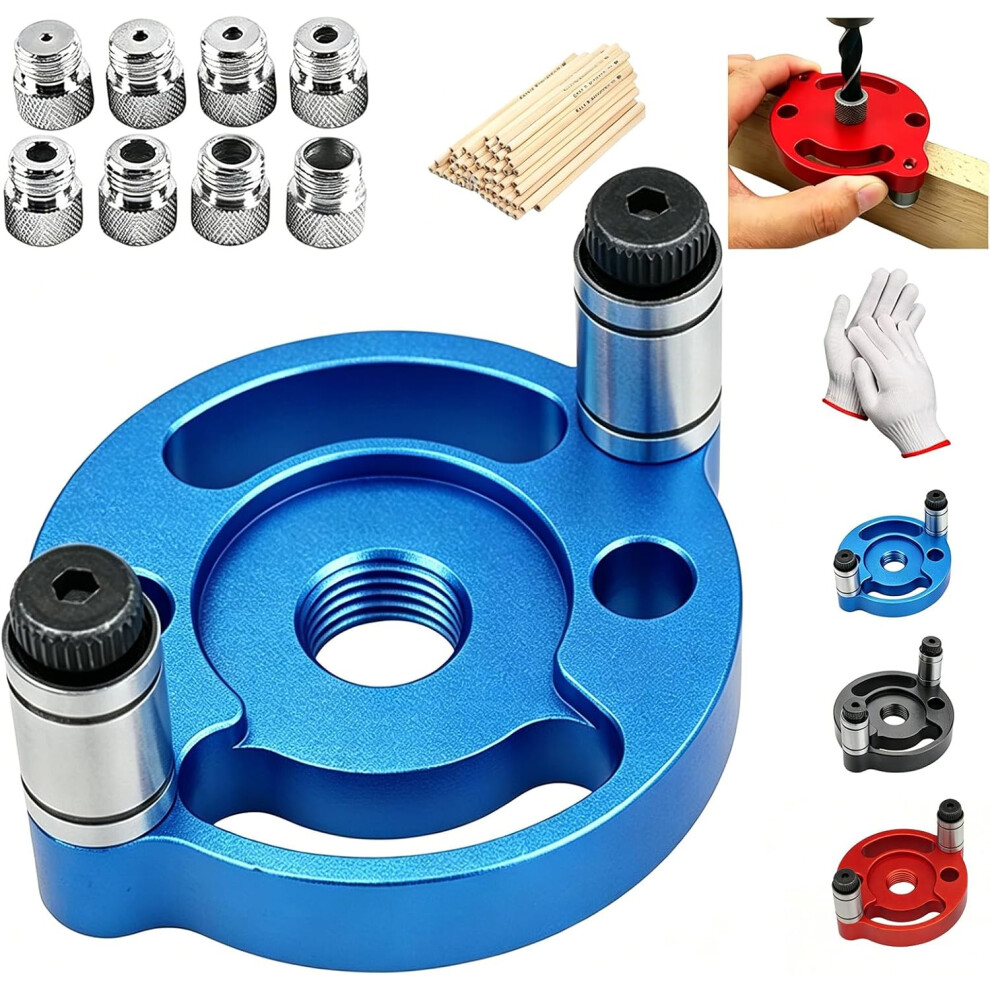 (Blue, -) Self Centering Dowel Jig With 8 Drill Bushings, Woodworking 5437706561545