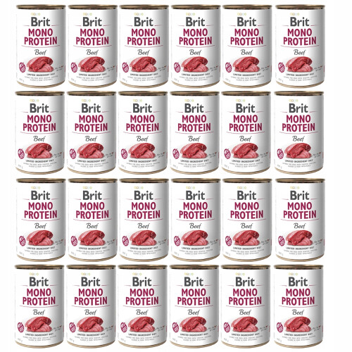 Brit Mono Protein vådfoder til hunde med oksekød 24x400g