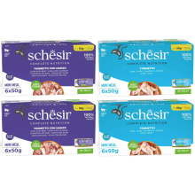 SCHESIR M-Pak Nassfutter für Katzen, Geschmacksmischung, 24 x 50 g