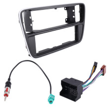 Enkel-DIN Bilinstrumentpanel Ram Radio Panel Fascia Plate med Kabelhärva Antenn Kit för för Citigo Mii 2012+