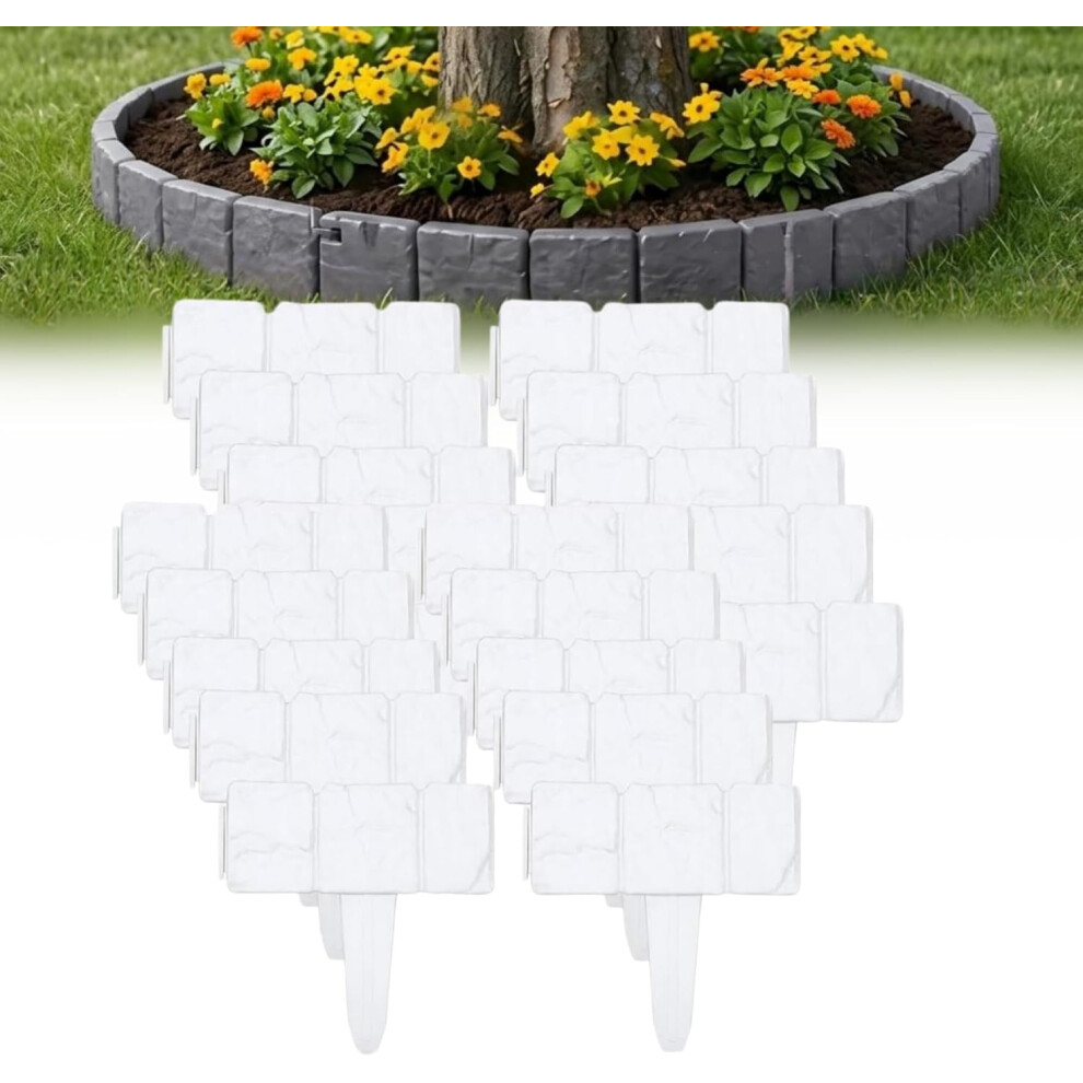 (White, 10Pc) 10Pc Imitation Stone Garden Fence, No-Dig Edging Border Red 5437706563464