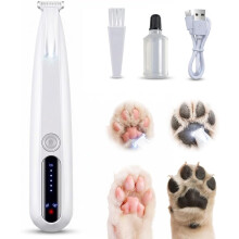 (White, -) 2026 Rechargeable Dog Paw Trimmer, LED Grooming Clipper