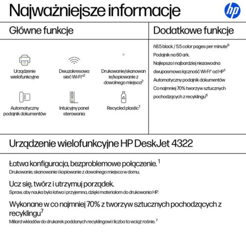 HP Multifunctionele printer - HP - DeskJet 4322 - Wi-Fi - Compact - Kleurafdruk 2