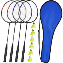 KH 2-4 badmintonketchersæt til voksne og børn 4 ketchere 6 fjerbolde