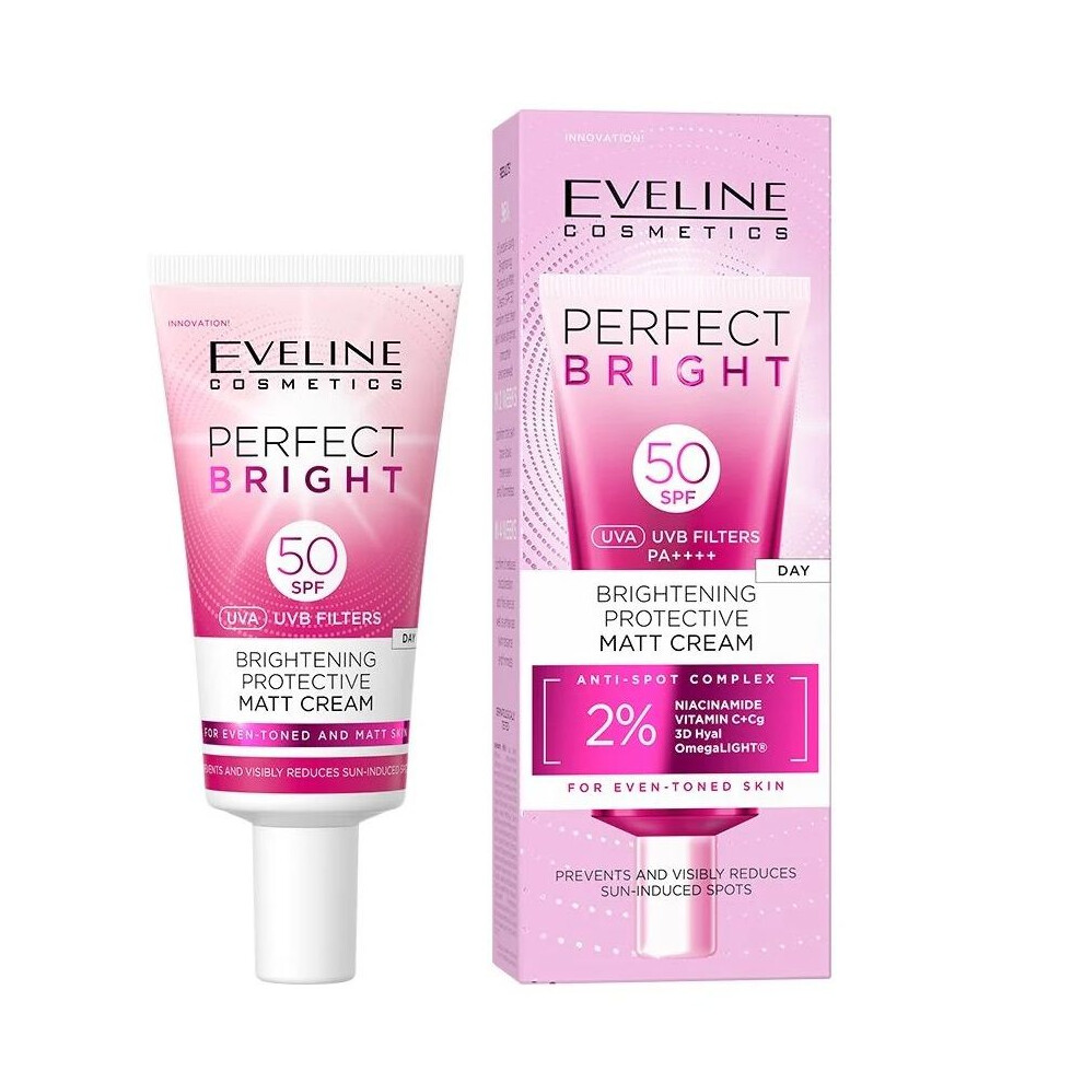 Eveline Perfect Bright Brightening Protective Matte Cream SPF50 30ml - Image 3