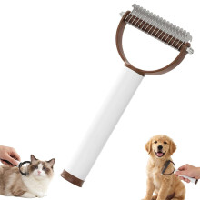 (Brown, -) Double Sided Dematting Comb, Undercoat Rake Pet Brush