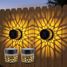 (Black, -) 2026 Solar Mandala Wall Light, Waterproof Fence Decor 2PCS
