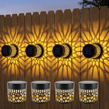 (Black, -) 2026 Solar Mandala Wall Light, Waterproof Fence Decor 2PCS