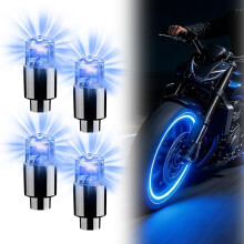 (Blue, -) 4 Pcs LED Glow Tire Valve Caps, Car Decoration Accessories Red