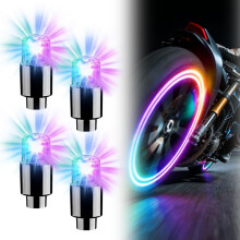 (Multicolor, -) 4 Pcs LED Glow Tire Valve Caps, Car Decoration Accessories Red