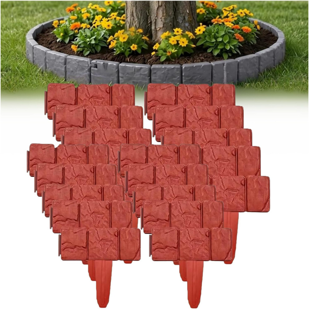 (Red, 20Pc) 10Pc Imitation Stone Garden Fence, No-Dig Edging Border Red 5437706563532
