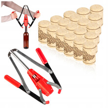 Sæt - 1 x proptrækker med to arme + 50 x agglomereret kork type "WINE" 38x23 mm