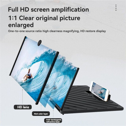 2pcs 20 Inch Screen Magnifier 3D HD Phone Magnification Projector Screen Magnification Black 2