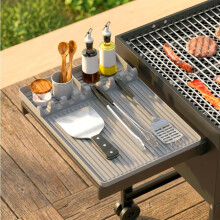 (Gray, -) 2026 Silicone BBQ Side Shelf Mat, Grill Tool Organizer