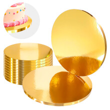 Kagebrætbund Guld 30 cm 1,2 cm Sæt 10 stk. Kagetromle Rund Luxe Brand4Cake