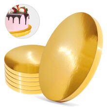 Kagebrætbund Guld 28 cm 2 cm Sæt 5 stk. Kagetromle Rund Premium Brand4Cake