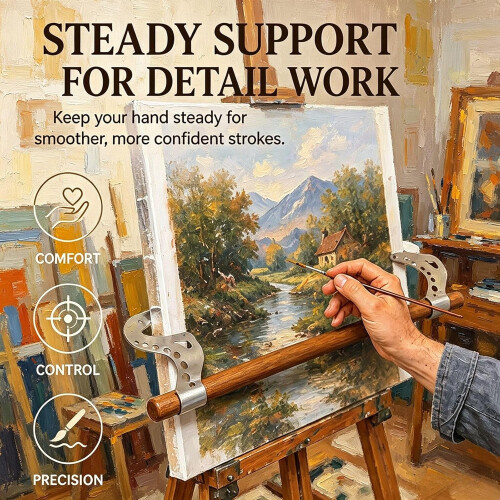 (3 PCS, -) Adjustable Artist Hand Rest Support Bridge, Metal Easel Stabilizer 1