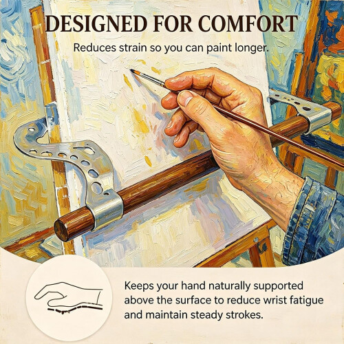 (3 PCS, -) Adjustable Artist Hand Rest Support Bridge, Metal Easel Stabilizer 2