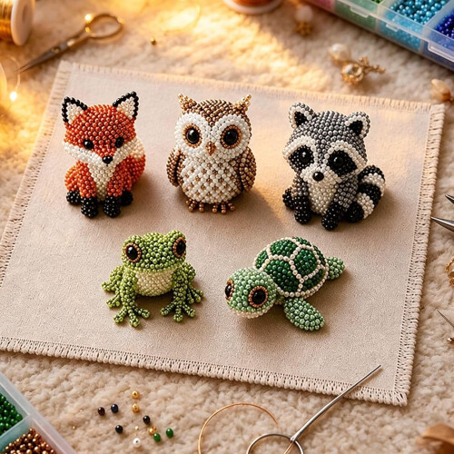 (Aa, -) Kit de cuentas de animales 3D, manualidades 2