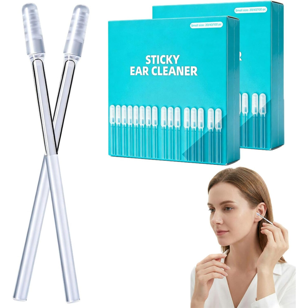 Oimg (Transparent, 48Pcs) Sticky Ear Cleaning Stick, Reusable Rubber Head 24Pcs/Box