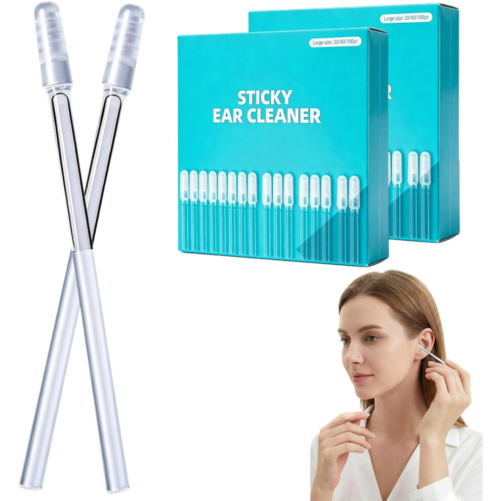 Oimg (Light Transparent, 48Pcs) Sticky Ear Cleaning Stick, Reusable Rubber Head 24Pcs/Box