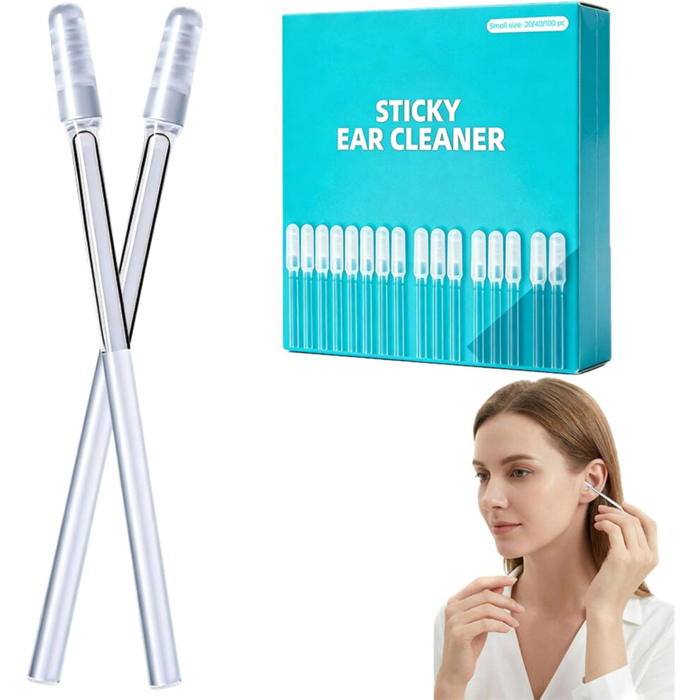 Oimg (Transparent, 24Pcs/Box) Sticky Ear Cleaning Stick, Reusable Rubber Head 24Pcs/Box