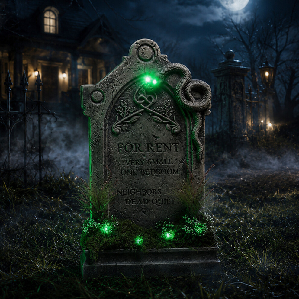 Rackhams Green/Dark 60Cm (2Ft) Battery Powered "For Rent" Halloween Graveyard Tombstone With Led Lights - Image 6