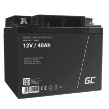 Batería AGM VRLA - GREENCELL - 12V 40Ah - 5 años de autonomía - Dimensiones 196x165x168 mm - Color Negro